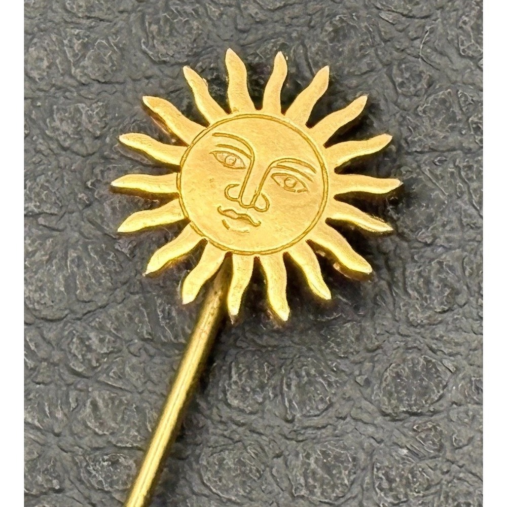 Vintage St. Moritz Sun Face Switzerland Brooch Stick Pin Celestial